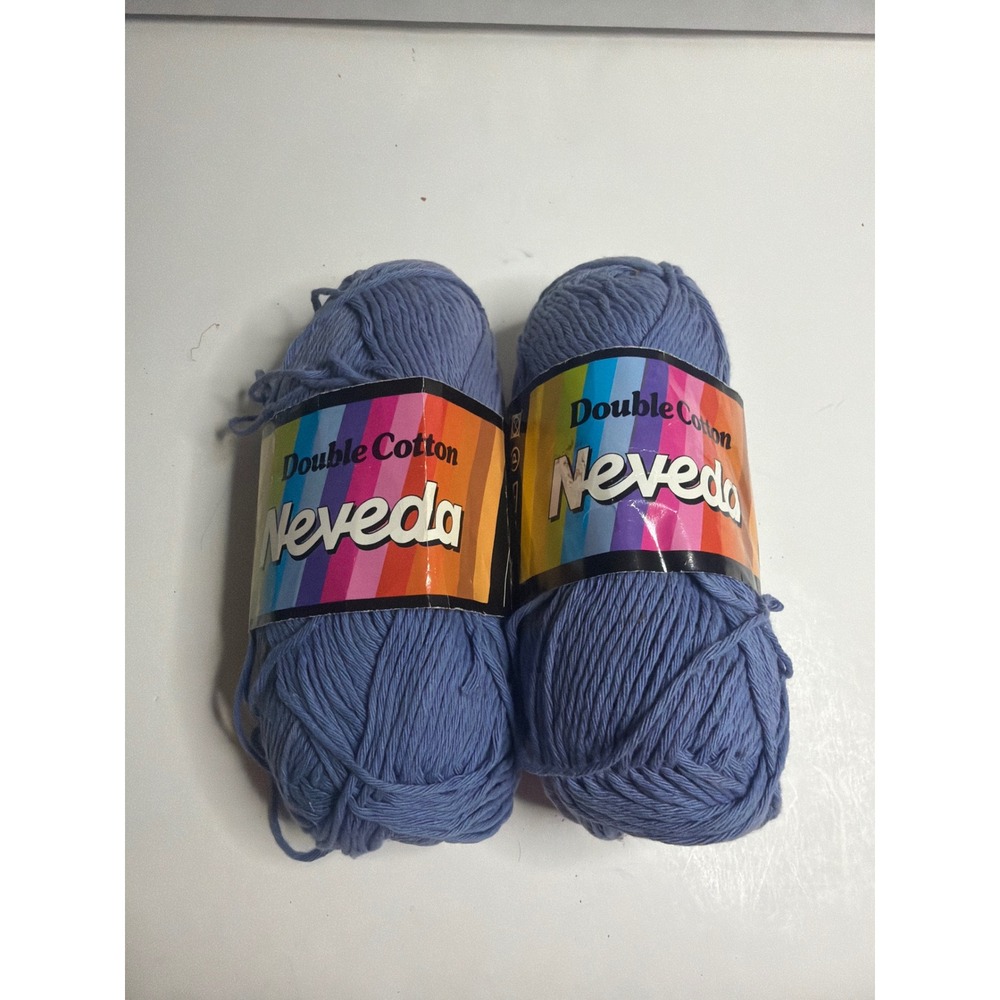 Neveda Double Cotton Yarn Periwinkle Blue 100% Cotton 2 Skeins Made in Holland